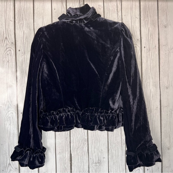INC International Concepts Velvet Blazer with Ruffles size S - Picture 2 of 8
